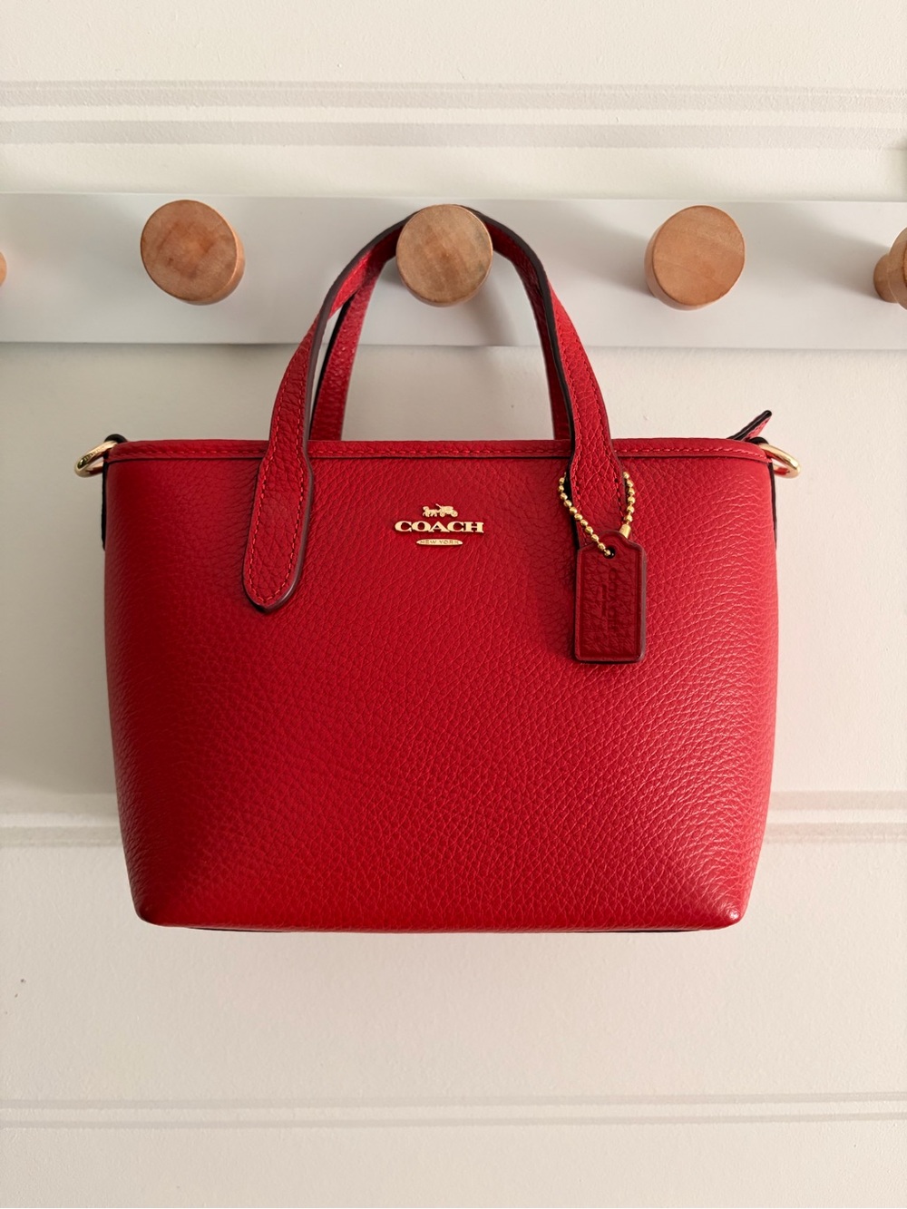 Coach Mini City Tote in Red Pebbled Leather